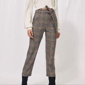 Aritzia Tie front pant (grey plaid)